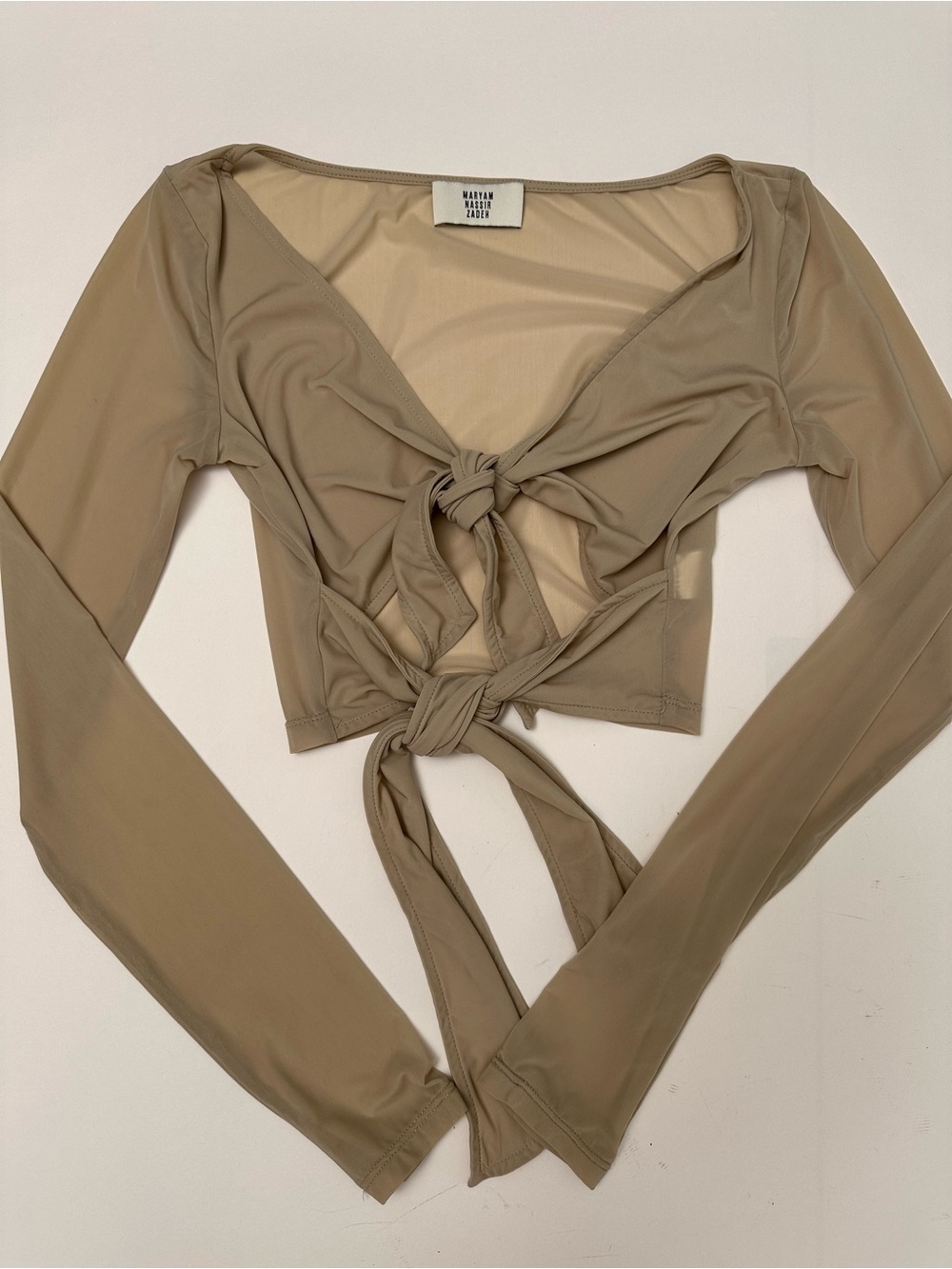 Maryam Nassir Zadeh FW18 Archive Tie Front Crop Top Nude Ballet Minimalist Desig